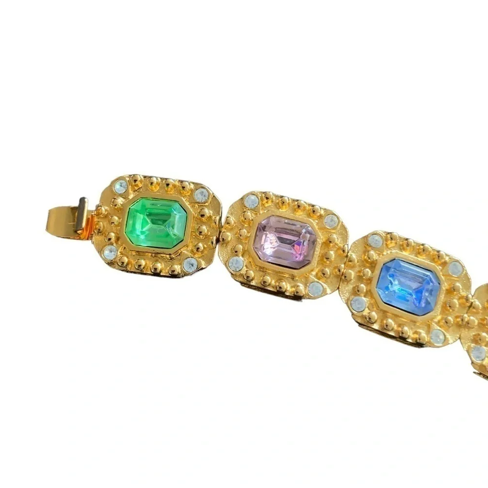 KJL Kenneth Jay Lane Multi Color Cut Glass Crystal Bracelet - Picture 7 of 9